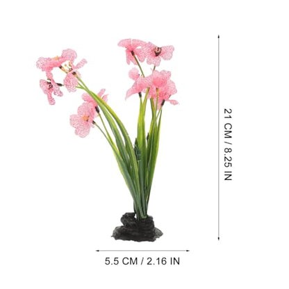 NOLITOY 4Pcs Artificial Aquarium Plants, Fish Tank Decorations Goldfish Betta Cave Accessories for Desk Top Decor (Pink) - size: 4pcs