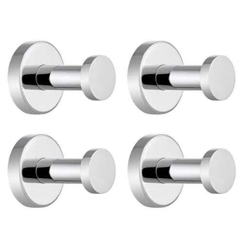 APLusee Polished Chrome Robe Towel Hooks for Bathroom, 4 Pack, Wall Mounted - color: Polished Chrome, size: 4 Pack