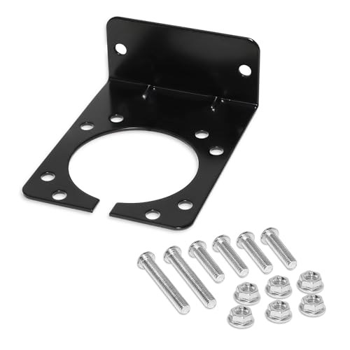 7 Way RV Blade Trailer Socket Mounting Bracket, Metal Mounting Bracket for General Use, Metal Hardware Screws and Nuts Included