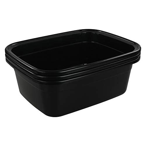 3-pack Black 16 Quart Wash Tub, Plastic Rectangular Dish Pan