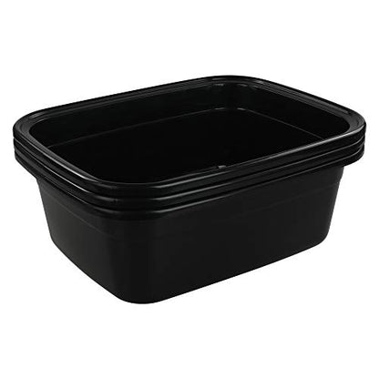 3-pack Black 16 Quart Wash Tub, Plastic Rectangular Dish Pan