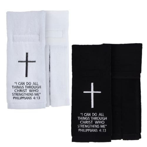 2 Pcs Christian Cross Football Towel,Cotton Faith Bible Hook Loop Closure Quarterback QB Sports Towel for Men Youth Boys Adults - color: Philippians 4:13（2pcs）