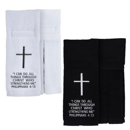 2 Pcs Christian Cross Football Towel,Cotton Faith Bible Hook Loop Closure Quarterback QB Sports Towel for Men Youth Boys Adults - color: Philippians 4:13（2pcs）