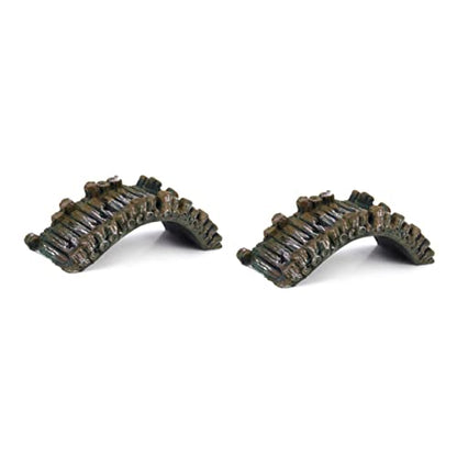 2pcs Aquarium Ornament Fish Tank Resin Landscape Bridge Iron Grey 50mm Tall 135x50mm Safe for Freshwater Aquatic Scene
