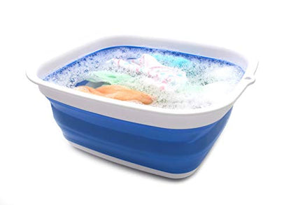 SAMMART 7.7L (2 Gallon) Collapsible Tub - Foldable Dish Tub - Portable Washing Basin - Space Saving Plastic Washtub (Blue, S) - color: Blue, size: Small