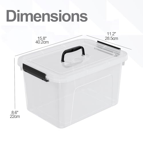 4-Pack Plastic Storage Bins Boxes Containers with Lids, 18 L Clear Latching Box with Handle - size: 18 L
