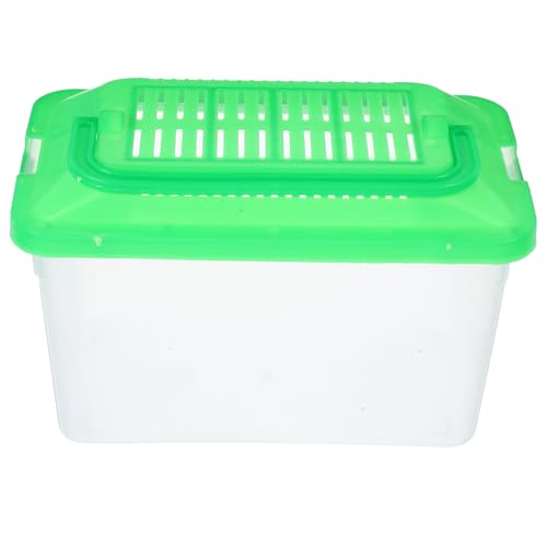 NUOBESTY Portable Turtle Tank and Plastic Fish Bowl Handheld Reptile Carrier with Green Medium Aquarium Box for Travel and Pet Transport