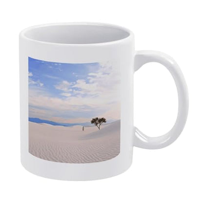 11oz White Ceramic Coffee Mug Funny Romantic White Sand Landscape Tea Cup Microwave & Dishwasher Safe, Lead-Free for Home Office Daily Use & Gifting - color: Romantic White Sand Landscape