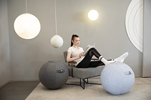 Sitting Ball Chair for Office and Home, Pilates Exercise Yoga Ball with Cover for Balance, Stability and Fitness, Ergonomic Posture Exercise Ball Seat with Handle and Pump - color: Snow