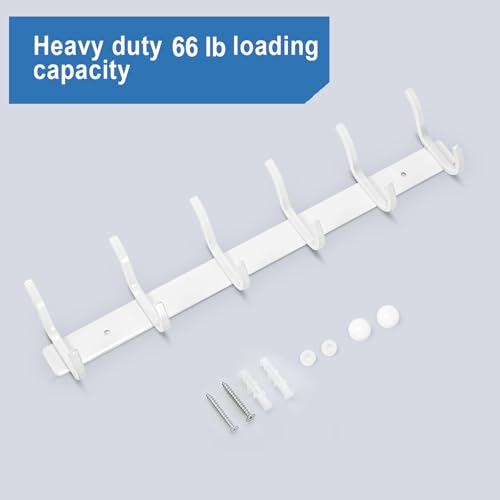 17 Inch Coat Rack Wall Mount with 6 Hooks, White Wall Hook Rack - color: White, size: 6 Hooks
