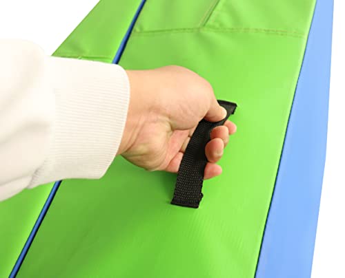 PRISP Incline Gymnastics Mat - 71 x 28 x 14 Inch Tumbling Cheese Wedge Mat - color: Green; Blue
