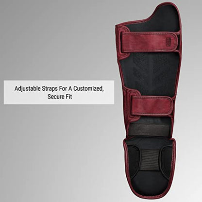 Hayabusa T3 LX Leather Striking Shinguards - color: Crimson, size: Medium