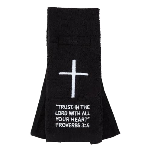 Black Football Towel with Hook and Loop Closure, Cotton Christian Cross Quarterback Qb Sports Towels for Men Youth Boys Adults - color: Proverbs 3:5(black）