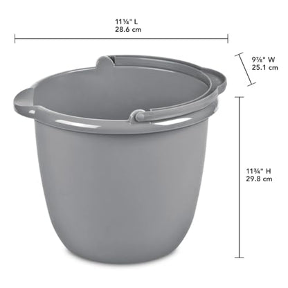 10 Qt. Spout Pail – Classic Titanium Plastic Utility Bucket with Comfortable Handle, Durable Multi-Purpose Pail for Household Cleaning & Storage