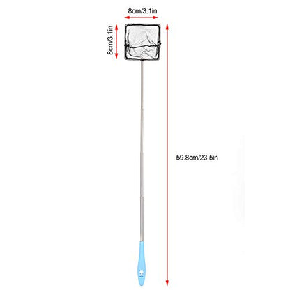 Aquarium Fine Mesh Net Less Steel Aquarium Extendable Fish Shrimp Net with Long HandleRound Professional Accessories for Use