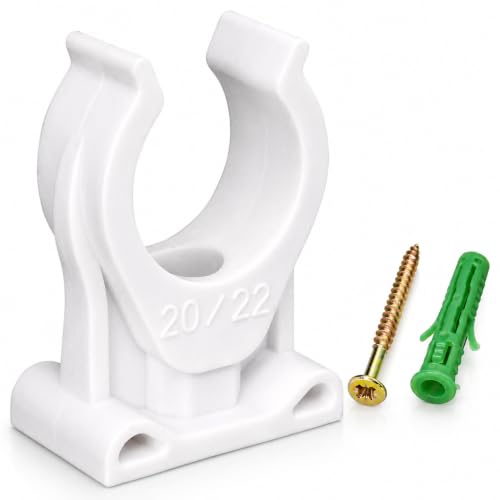 (Pack of 10) Pipe Clips, Plastic Clamps for 50/64" - 55/64" (20-22 mm) Pipes, U Type Pipe Clamp, Hose Hangers, Tubing White Clips - size: 50/64" - 55/64" (20-22 mm)