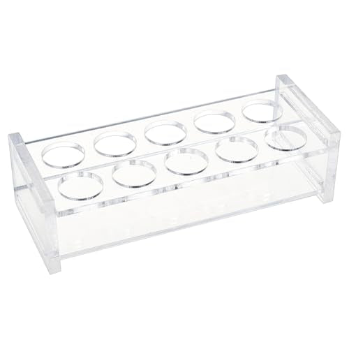 OLYCRAFT 10 Holes Acrylic Test Tube Rack 5ML Test Tube Display Stands 0.7 Inch Hole Labortory Display Racks Colorimetric Stand Tubes Rack for Centrifuge Tubes Chemistry - 4.9x1.9x1.4 Inch - size: 10 Holes