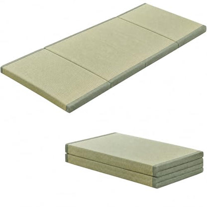 HAGiHARA Japanese Tatami Mat, Folding Rush Grass Floor Mattress | Breathable Igusa Rush Grass Tatami with Foldable Design for Floor Comfort - size: Twin XXL
