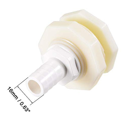 uxcell Bulkhead Fitting Adapter 16mm Barbed x G3/4 Female ABS White for Aquariums, Water Tanks, Tubs, Pools 4Pcs - size: G3/4