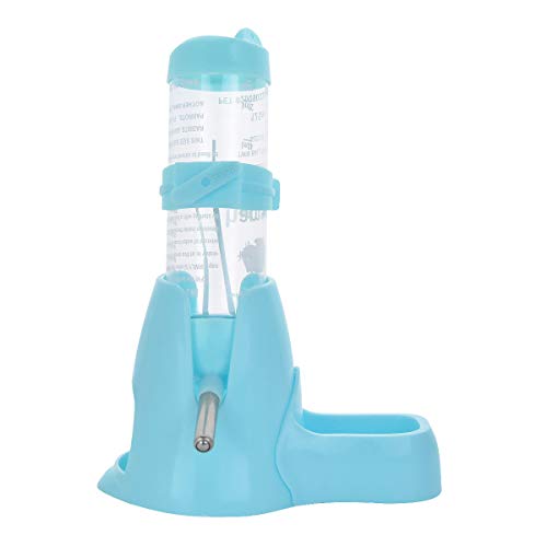 Guardians Hamster Water Bottle, Little Pet Automatic Drinking Bottle with Food Container Base Hut Hanging Water Feeding Bottles Auto Dispenser for Small Animals(125ml,Blue)
