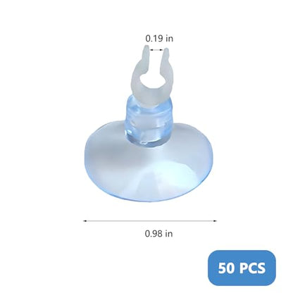 50Pcs Aquarium Suction Cups with Clips Airline Hose Holders for Tubing Small Clear Cup Clamps for Fish Tank Air Line Mini Heater Tube Holder Clamp Clips for Aquarium Air Accessories 3/16