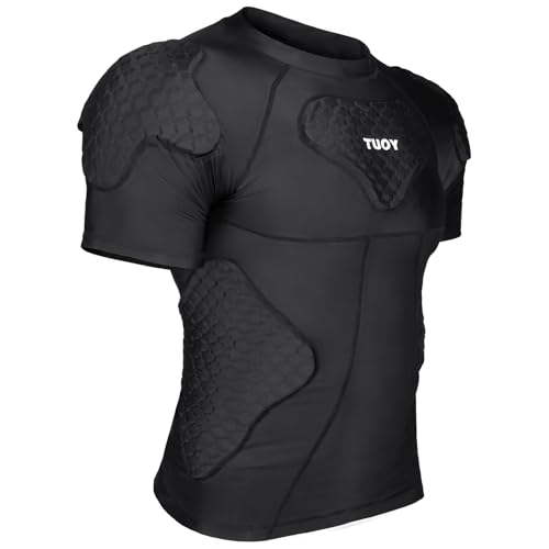 Mens Football Rib Protector with Pads Adult Protective Undershirt Heart Guard for Softball Rugby Lacrosse - size: Large