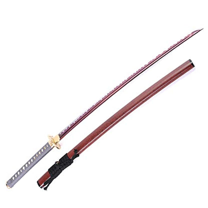 Katana Handmade Full Tang Sharp, Alloy Tsuba Japanese Samurai Sword High Carbon Steel 1060,T10 1095, 40-Inch - color: Dragen fly