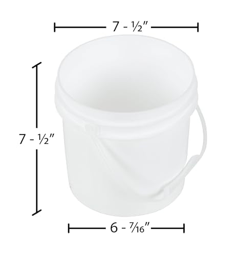 Vestil PAIL-1-PWP High Density Polyethylene Open Head Pail with Plastic Handle 7-1/2 in. x 7-1/2 in. x 7-1/2 in. 1 Gallon White