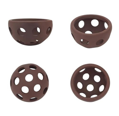 2 Pcs Ceramic Aquarium Cave, Fish & Shrimp Breeding Hideout with Holes - Hemispherical Shelter for Freshwater & Saltwater Tanks, Betta, Cichlid, Crayfish - Porous Pot Decor Hiding Spots Habitat