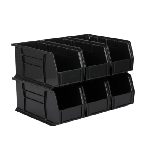 HE HUDSON EXCHANGE 11" x 5.5" x 5" (6 Pack) Plastic Stackable Storage Bin, Black - color: Black, size: 6 Pack