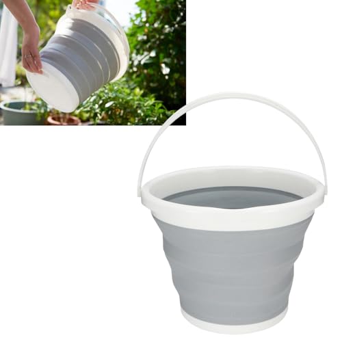 10L Capacity Plastic Collapsible Water Bucket with Handle Portable Hanging Design Folding Container for Camping Fishing Travel Outdoor and Home Use