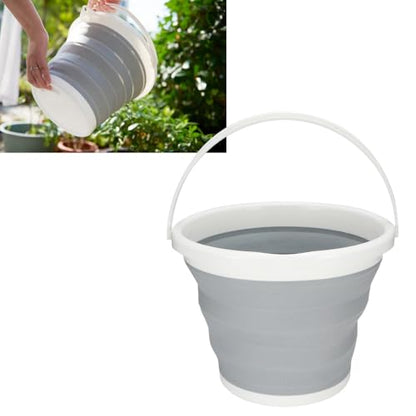 10L Capacity Plastic Collapsible Water Bucket with Handle Portable Hanging Design Folding Container for Camping Fishing Travel Outdoor and Home Use