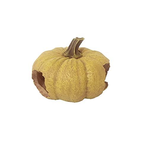 Shelltech Reptile Hideout Resin Aquarium Decoration Pumpkin House for Small Fish，Shrimps,Frogs,Gecko, Spider,Turtle and Snake (Pumpkin)