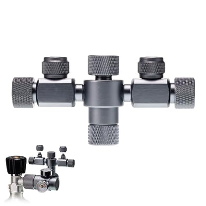 MiOYOOW Aquarium CO2 Splitter, Aluminium Alloy Dual-Precision Needle Valve 2-Way Fish Tank Air Valve for Bubbler Counter CO2 Regulator