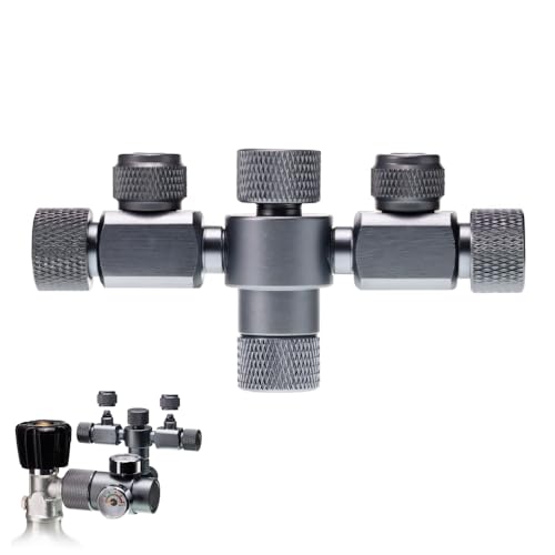 MiOYOOW Aquarium CO2 Splitter, Aluminium Alloy Dual-Precision Needle Valve 2-Way Fish Tank Air Valve for Bubbler Counter CO2 Regulator