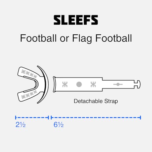 SLEEFS Soft Football Mouth Guard 2.0 - Youth Mouthguard with Strap (Removable) - Lip/Teeth Protector Mouthpiece - No Boil - for Youth/Adults, Maximum Air Flow for Flag Football, Lacrosse - Black - color: Black