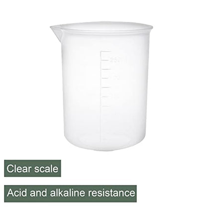 YOKIVE 2 Pcs Plastic Graduated Beaker, Laboratory Use | Liquid Measuring Cup, Great for Lab, Kitchen, Daily Use (Clear White, 300ML) - size: 300ML
