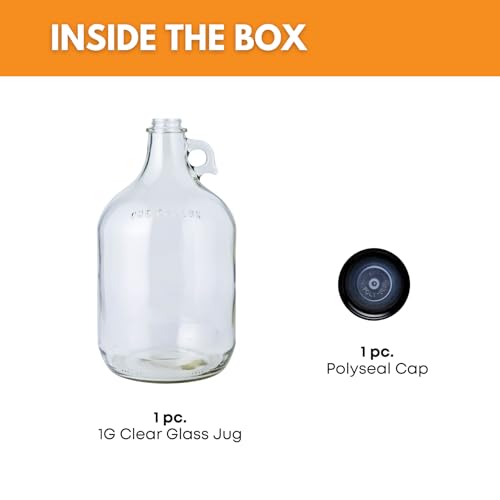 FastRack Glass Water Bottle Includes 38 mm Polyseal Cap, 1 gallon Capacity, Clear - size: 1 Count (128 oz per bottle)