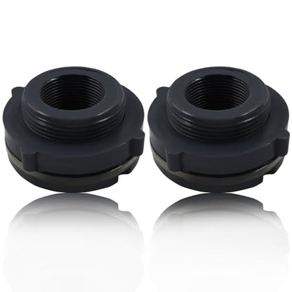 2 Pack 1-1/4” PVC Bulkhead Fitting for Rain Barrels, Aquariums - Dark Grey - size: 1-1/4 inch