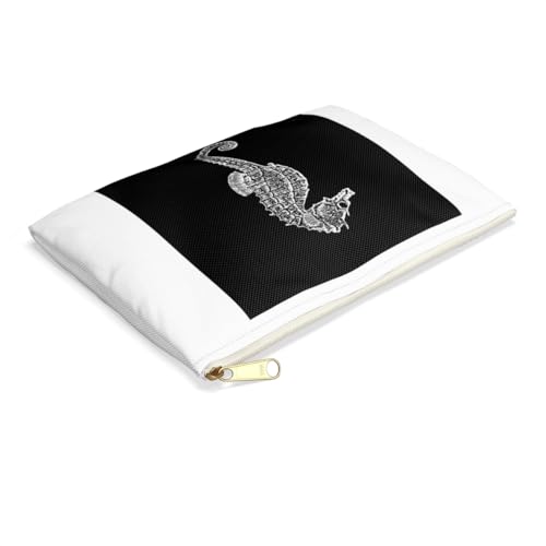 3dRose Black seahorse print. Sea Horse. Ocean marine beach aquarium aquatic Accessory Pouch Small