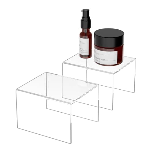 Acrylic Shelf Riser 6x5.1x4 pack of 2, Clear Acrylic Stand for Figure, Cosmetics, Bags, Shoes, Toys, Collectibles, 6x5.1x4 Inch - size: 6x5.1x4 Inch