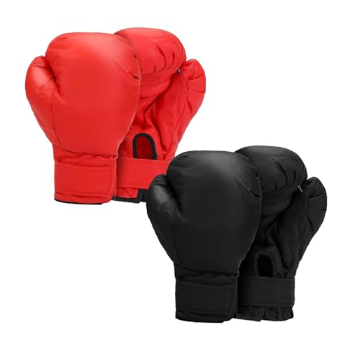 2 Pair Boxing Gloves Punching Bag Gloves Hands Protection Comfortable Punch Mitts Sparring Gloves PU Leather for Grappling
