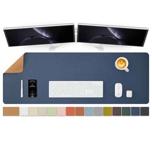 Large Cork Desk Mat - 47.2"x 17" Desk Pad for Office and Home - Ideal for Large Mouse Pad and Desk Mats on Top of Desks(Dark Blue) - color: Dark Blue, size: 47.2" x 17"