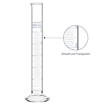 4-Pack Borosilicate Glass 25 ml Heavy Wall Graduated Cylinder Measuring Cylinder - size: 25 ml