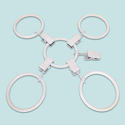 40 Pack Metal Curtain Rings with Clips, Drapery Clips Hooks, Decorative Curtain Rod Clips 1.5 in Interior Diameter, Rustproof White