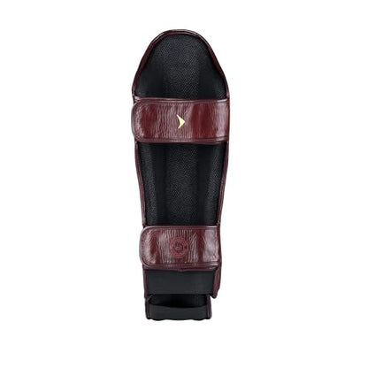 Lancer Leather Shin Guards Instep for Muay Thai - color: Red, size: Small