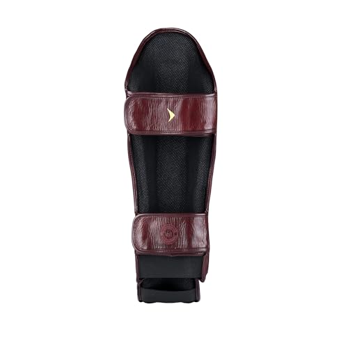 Lancer Leather Shin Guards Instep for Muay Thai - color: Red, size: Medium