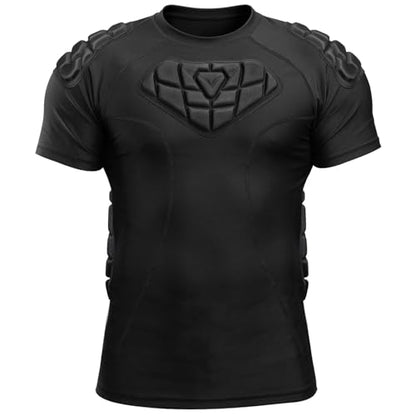 Zicac Men's Sports Shock Rash Guard Compression Padded Shirt Soccer Basketball Protective Gear Chest Rib Guards - color: Black-2, size: X-Large