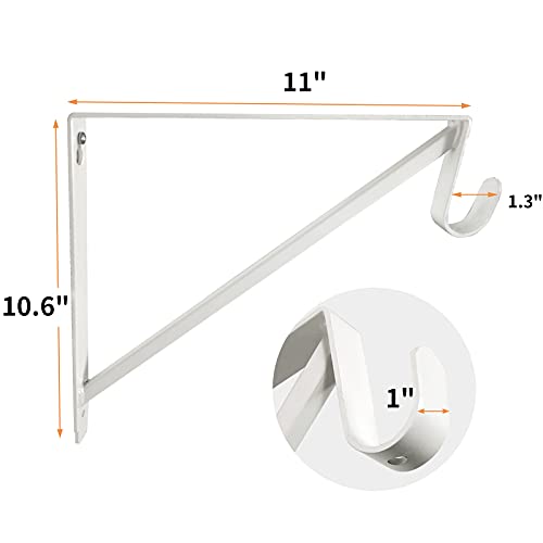 Heavy Duty Closet Shelf and Rod Brackets (White, 3 Pack) - color: White