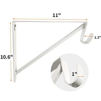 Heavy Duty Closet Shelf and Rod Brackets (White, 3 Pack) - color: White